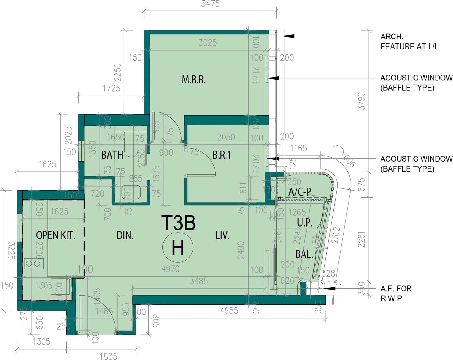 第3B座H單位平面圖